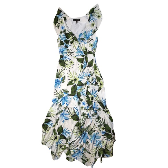 Banana Republic Dresses & Skirts - Banana Republic Floral Wrap Maxi Dress Size 0 Petite Coastal Coquette Ruffle